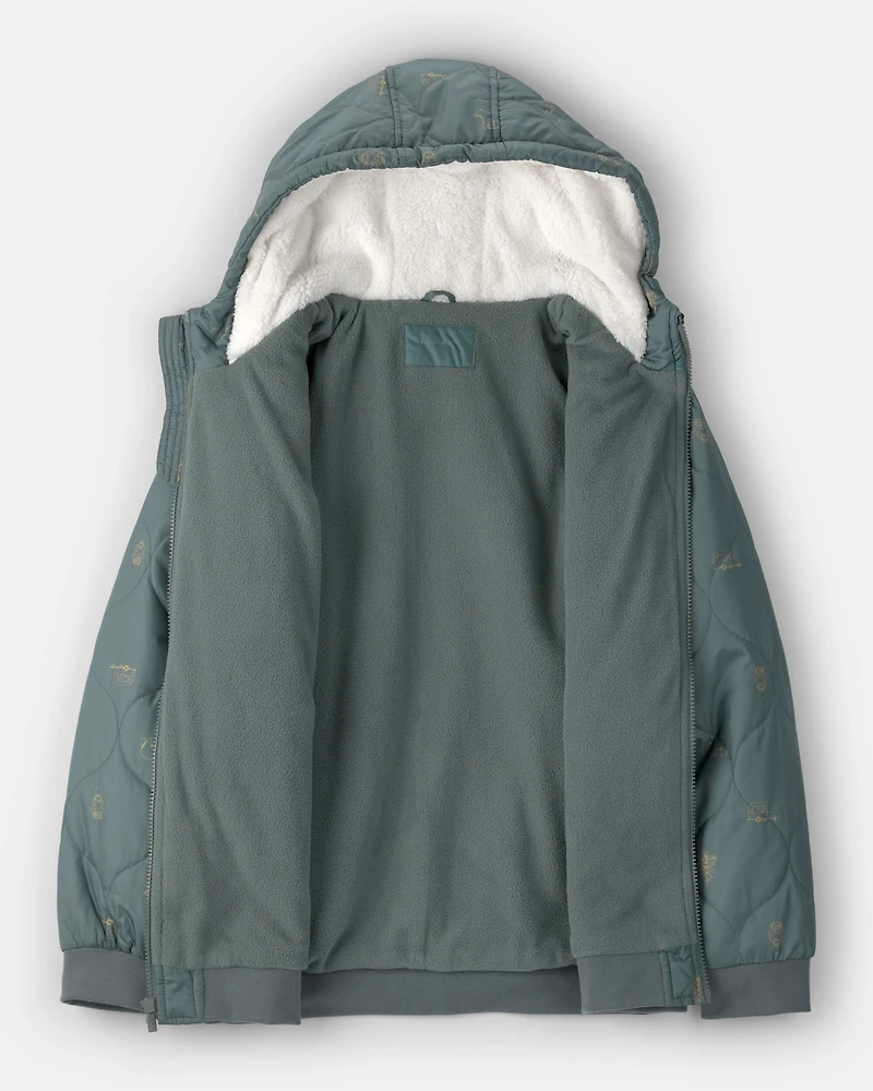 Toddler Boy Quilted Bomber Jacket - Green
