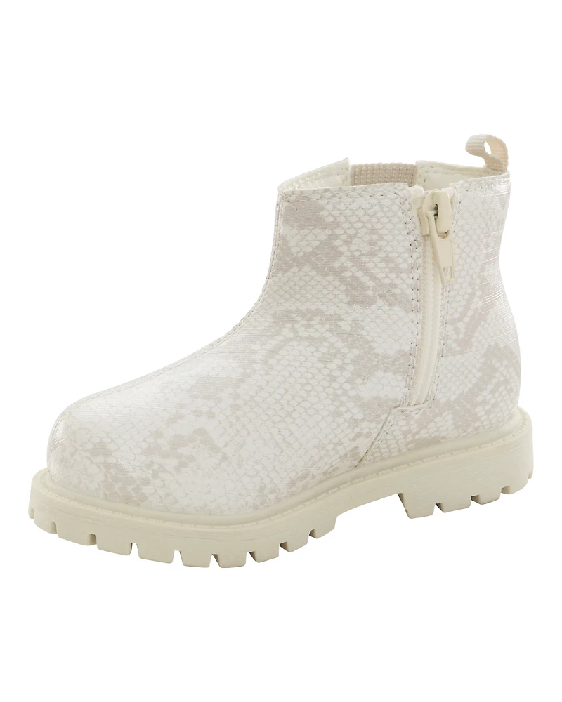 Toddler Girl Snakeskin Chelsea Boots - Ivory