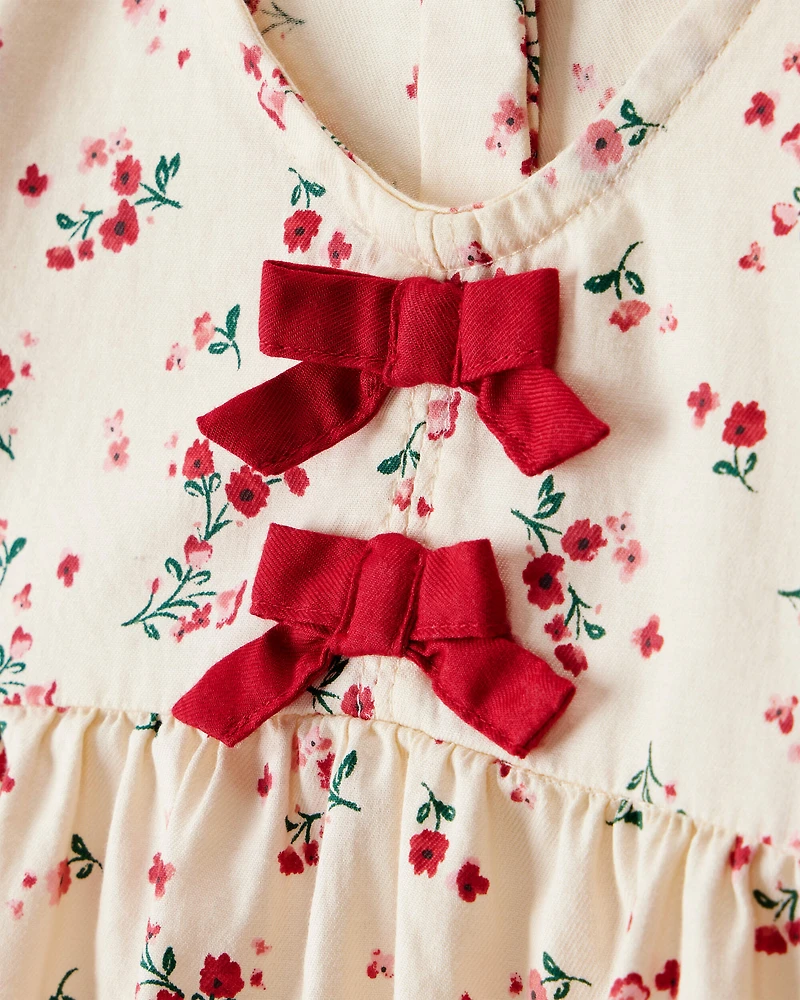 Baby Girl Floral Print 100% Cotton Long-Sleeve Top - Ivory