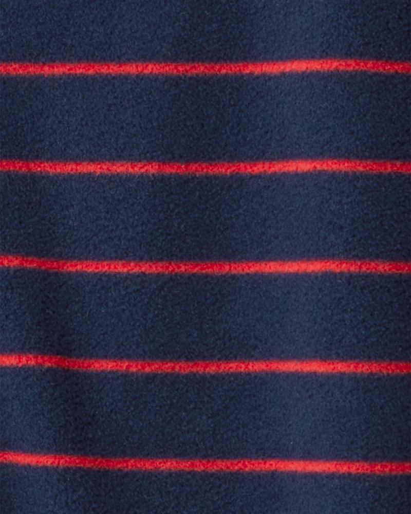 Baby Boy Dog Striped Fleece Loose Fit 1-Piece Pyjamas - Navy