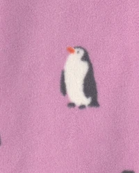 Baby Girl Penguin Fleece 2-Way Zip Sleeper - Purple