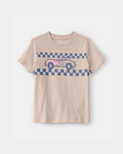 Toddler Boy Alligator Race Car Graphic Tee - Tan