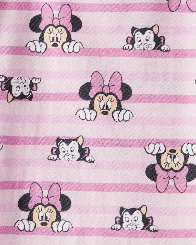 Toddler Girl Striped Minnie Short Sleeve Graphic Tee - Pink