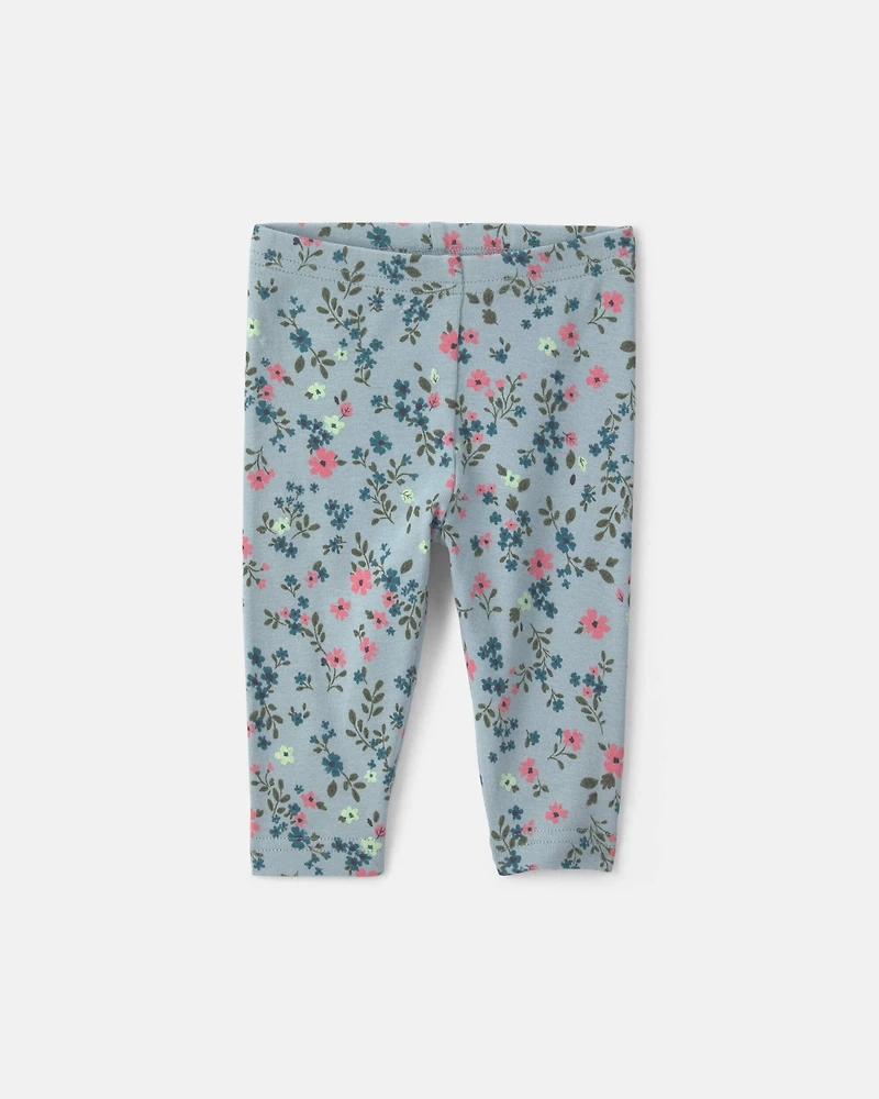 Baby Girl 3-Piece Floral Teddy Fleece Layering Set - Blue/Cream
