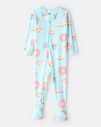 Toddler Girl Donuts DreamPlush Long-Sleeve Snug Fit 1-Piece Pyjamas - Blue