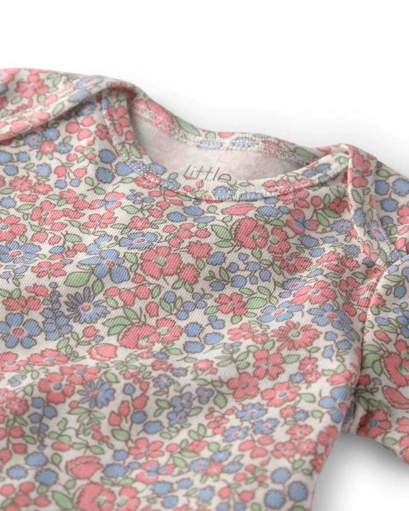 Girls 3-Pack Organic Cotton Bodysuits Spring Floral