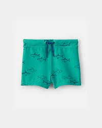 Baby Boy 2-Piece Shark Rashguard Swimsuit Set - Green/Cream