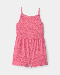 Girls Shell Romper - Coral