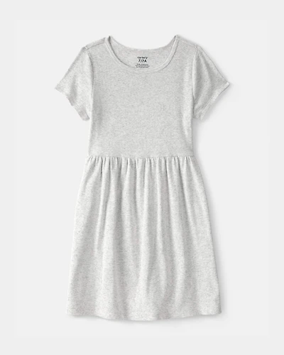 Girls Rib Short-Sleeve Dress - Grey