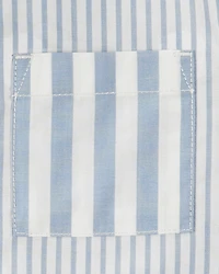 Baby 2-Piece Striped Button-Front Shirt & Short Set - Blue/Green