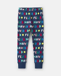 Toddler 2-Piece 'Feliz Navidad' Christmas 100% Cotton Snug Fit Pyjama Set - Navy Blue