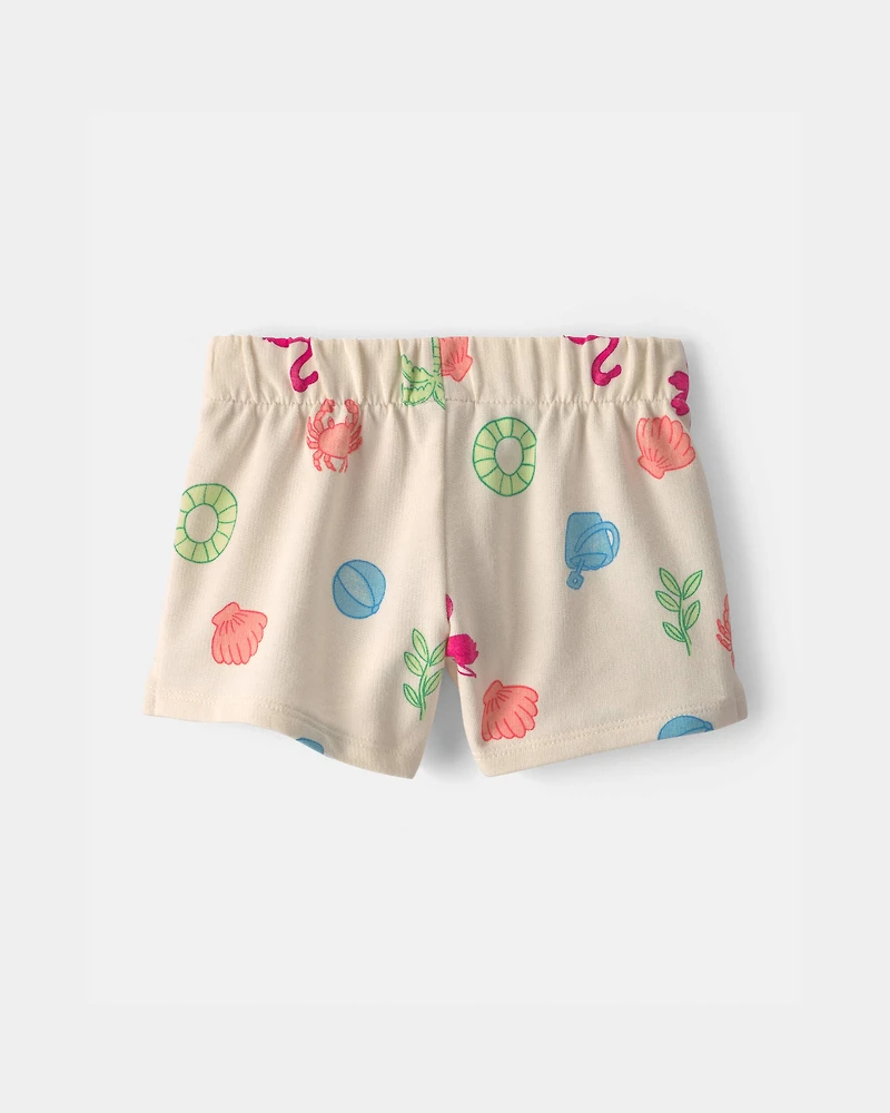 Toddler Girl Beach French Terry Shorts - Cream