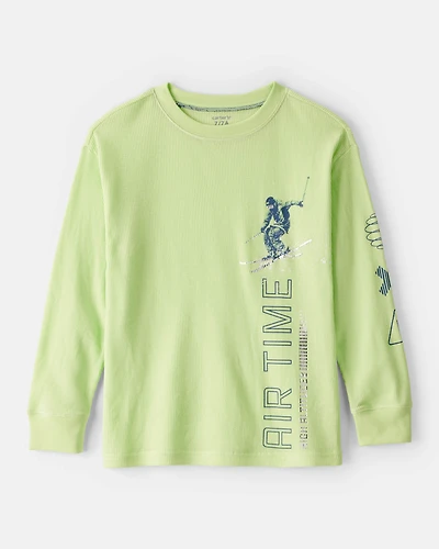 Boys Skiing Long-Sleeve Graphic Tee - Green
