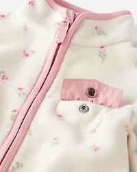 Baby Girl Recycled Microfleece Jumpsuit Radiant Rose Print
