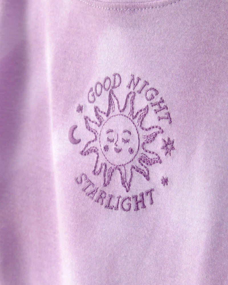 Girls Space Constellation Tie-Dye 100% Cotton Snug Fit 4-Piece Pajama Set - Purple