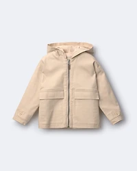 Toddler Boy Zip-Up Hooded Jacket with Pockets - Khaki