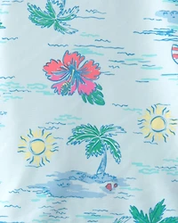 Toddler Girl 2-Piece Beach  Long-Sleeve Rashguard Swimsuit Set - Blue