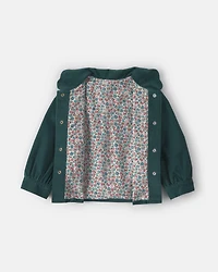 Toddler Girl Flower Embroidered Corduroy Jacket - Green
