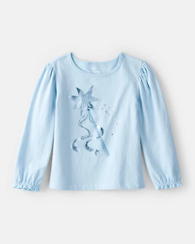Toddler Girl Metallic Princess Wand Long-Sleeve  Graphic Tee - Blue