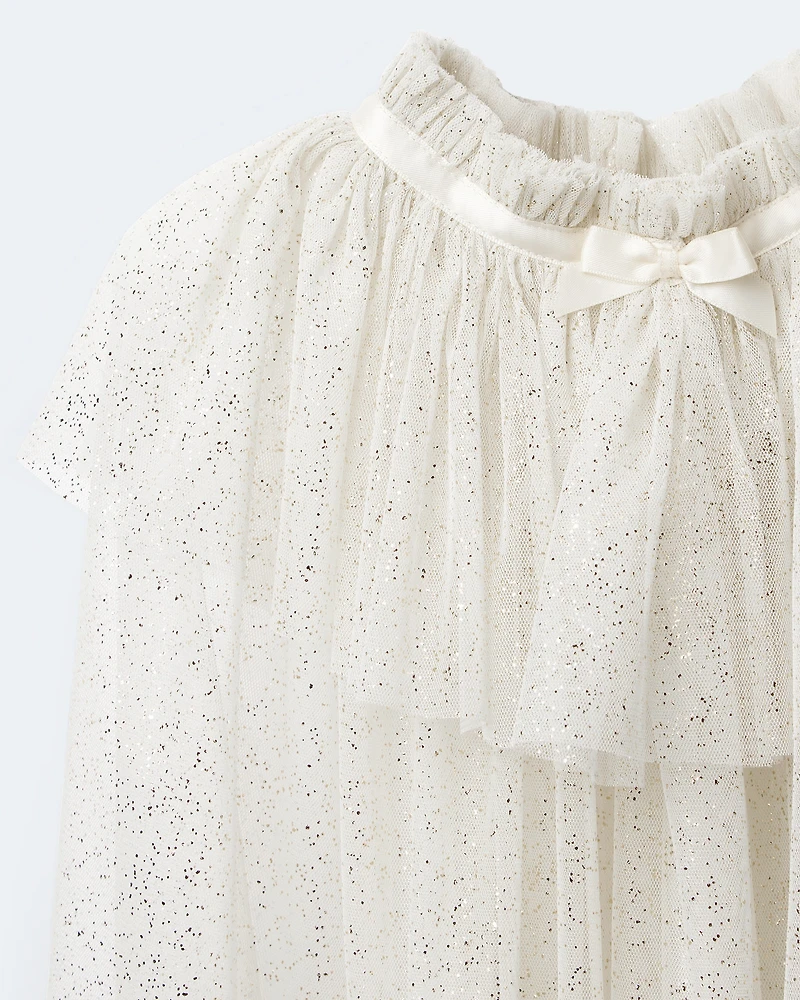 Toddler Girl Confetti Dress Up Cape - Cream/Gold