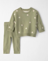 Baby Girl 2-Piece Organic Cotton Sweater Knit Top & Pant Set