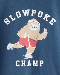 Toddler Boy "Slowpoke Champ" Long-Sleeve Graphic Tee - Blue