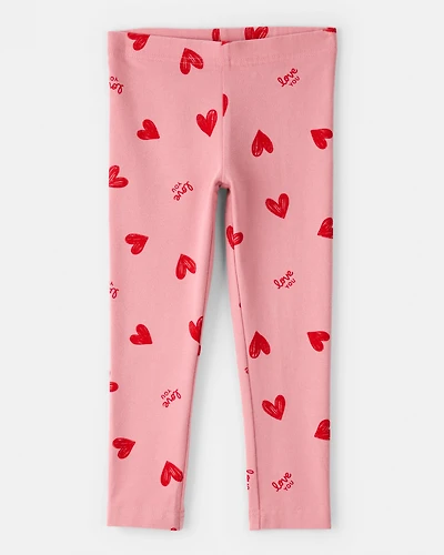 Toddler Girl Heart Pull-On Stretch Leggings - Pink