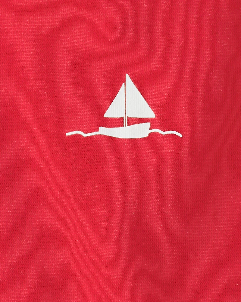 Baby Girl 3-Piece Sailboat Short-Sleeve Top, Bodysuit & Short Set - Red/White
