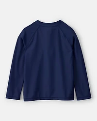 Boys 2-Piece Long-Sleeve Rashguard & Sailboat Swim Trunks Set - Blue