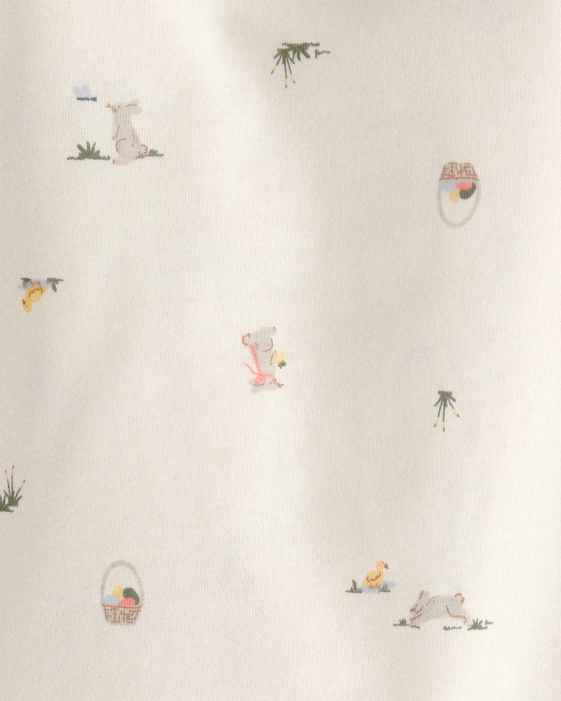 Baby Boy 2-Piece Easter Bunny Shortall Set - Blue/Cream