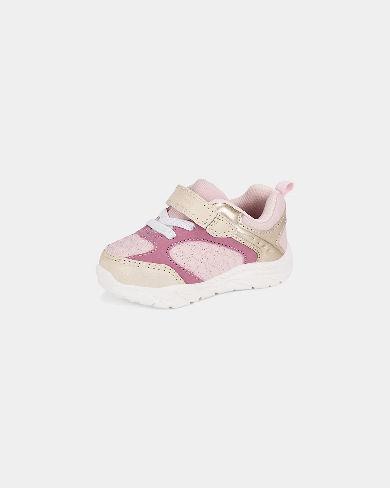 Baby Girl Every Step® First Walker Heart Colour  Block Sneakers - Pink/Gold