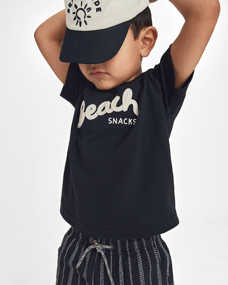 Toddler 'Beach Snacks' Graphic Tee - Black