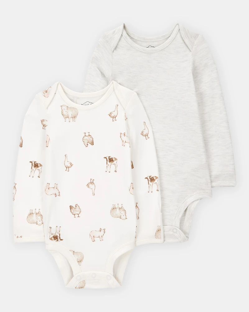 Baby 2-Pack Animal Print Long-Sleeve Bodysuits