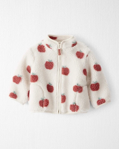 Baby Girl Recycled Sherpa Jacket Apple Print