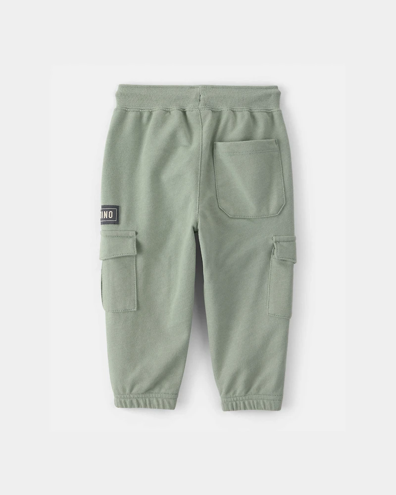 Baby Boy 'Camp Dino' French Terry Cargo Joggers - Green
