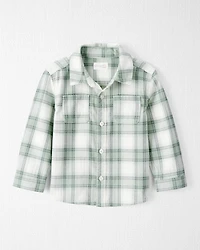 Toddler Organic Cotton Herringbone Button-Front Shirt Plaid