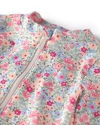 Toddler Girl Recycled Rashguard Swimsuit Meadow Mix Print