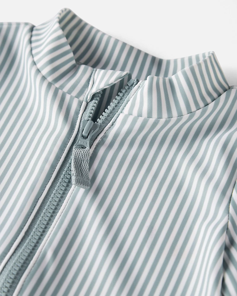 Baby Boy Recycled Long-Sleeve Rashguard Romper Stripes