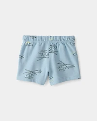 Baby Boy Helicopter French Terry Shorts - Blue