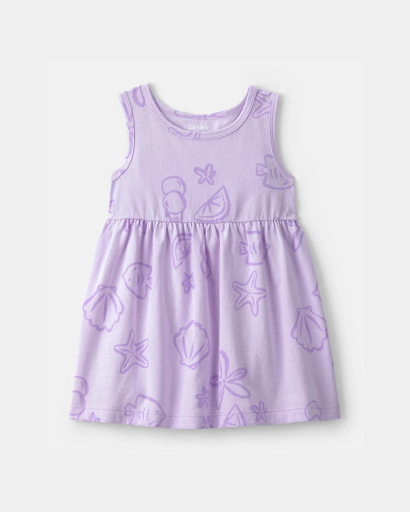 Baby Girl Sea Animal Sleeveless Dress - Purple