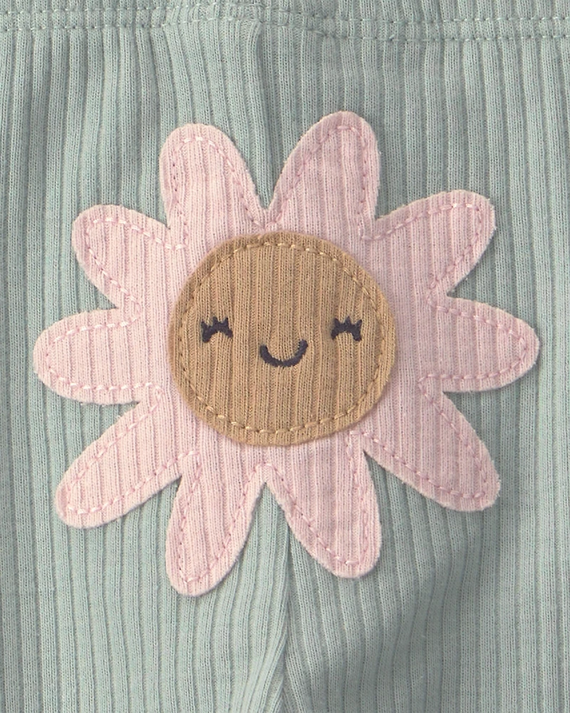 Baby Girl 3-Piece Floral Bodysuit & Pant Set - Green/Ivory