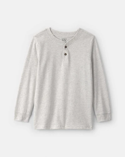 Boys Long-Sleeve Henley T-Shirt - Grey