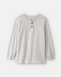 Boys Long-Sleeve Henley T-Shirt - Grey