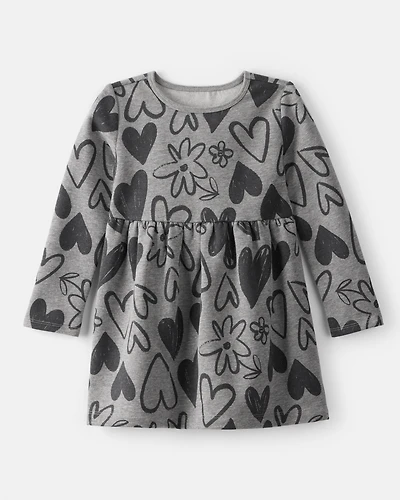 Toddler Girl DayDream Fleece Heart Knit Dress - Grey