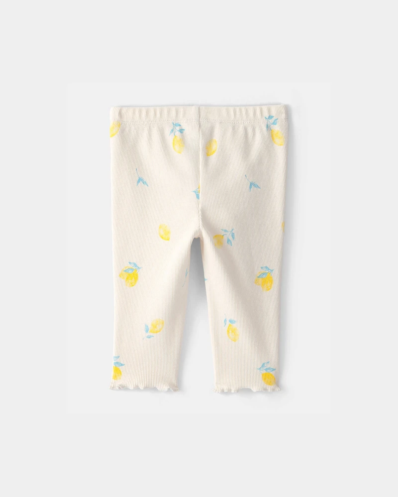 Baby Girl Lemon Rib Pants - Ivory