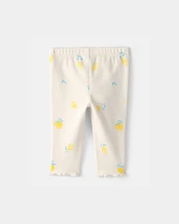 Baby Girl Lemon Rib Pants - Ivory