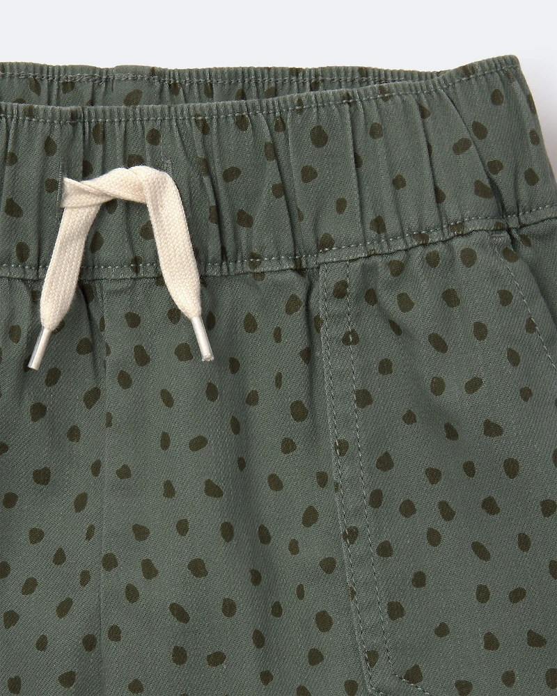 Toddler Standard Short with Pockets Dot Print- Olive