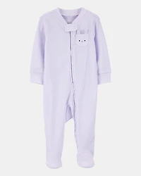 Baby Girl Bunny 2-Way Zip Ribbed Sleeper pyjamas