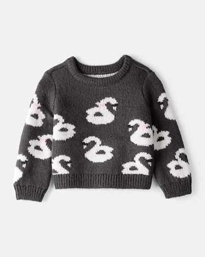 Baby Girl Swan Sweater - Black