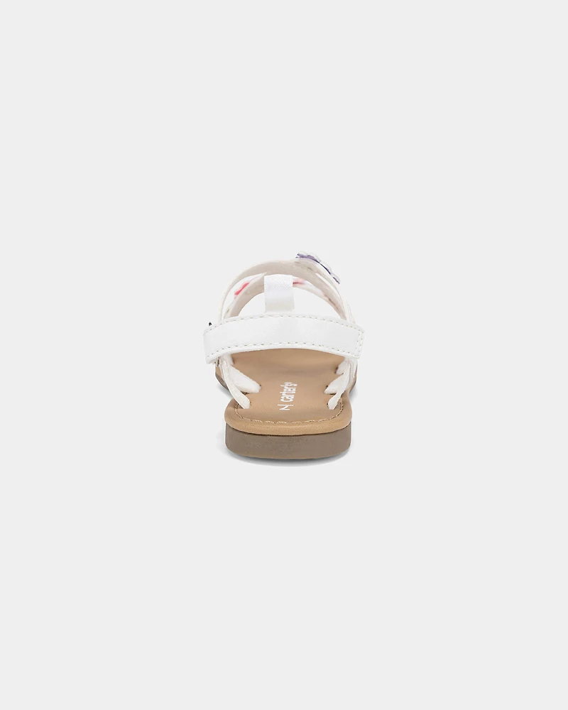 Toddler Girl Flower Sandals - White